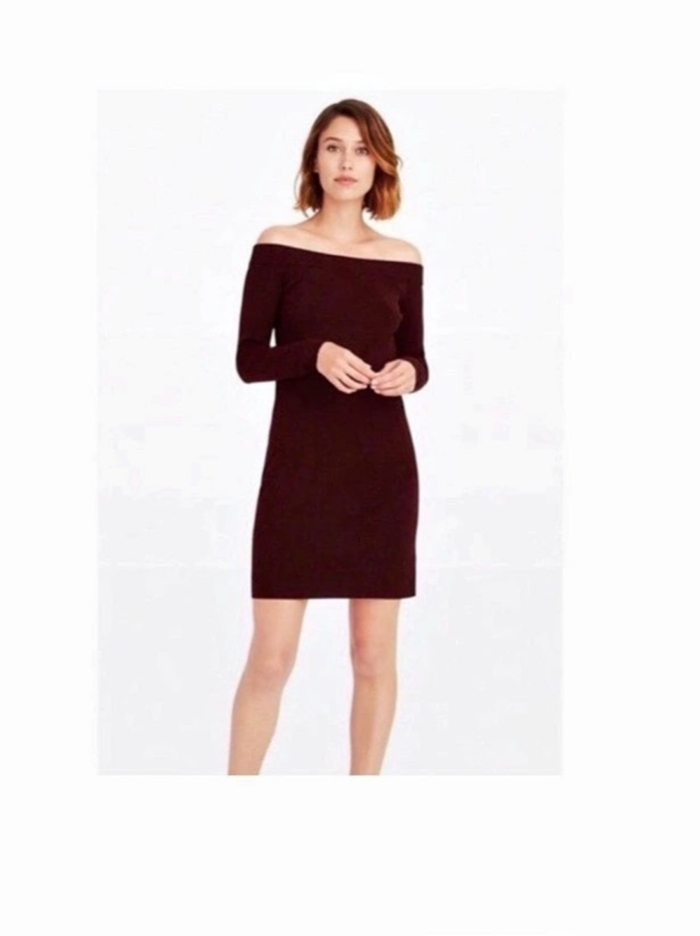 Club Monaco Off-Shoulder Mini Dress in Burgundy Size Small Like New